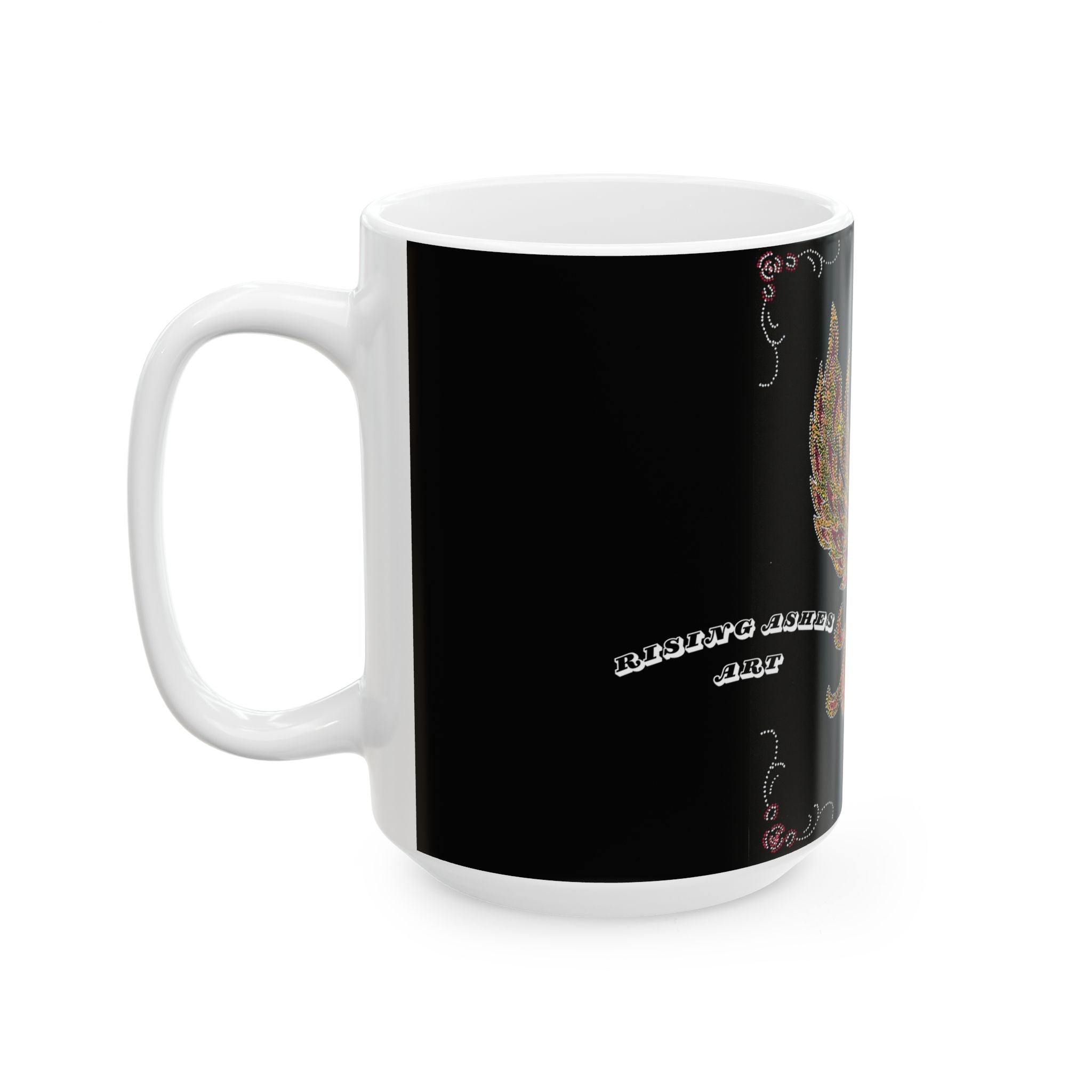 Hand Painted Acrylic Phoenix Print Mug- White(11oz & 15oz)