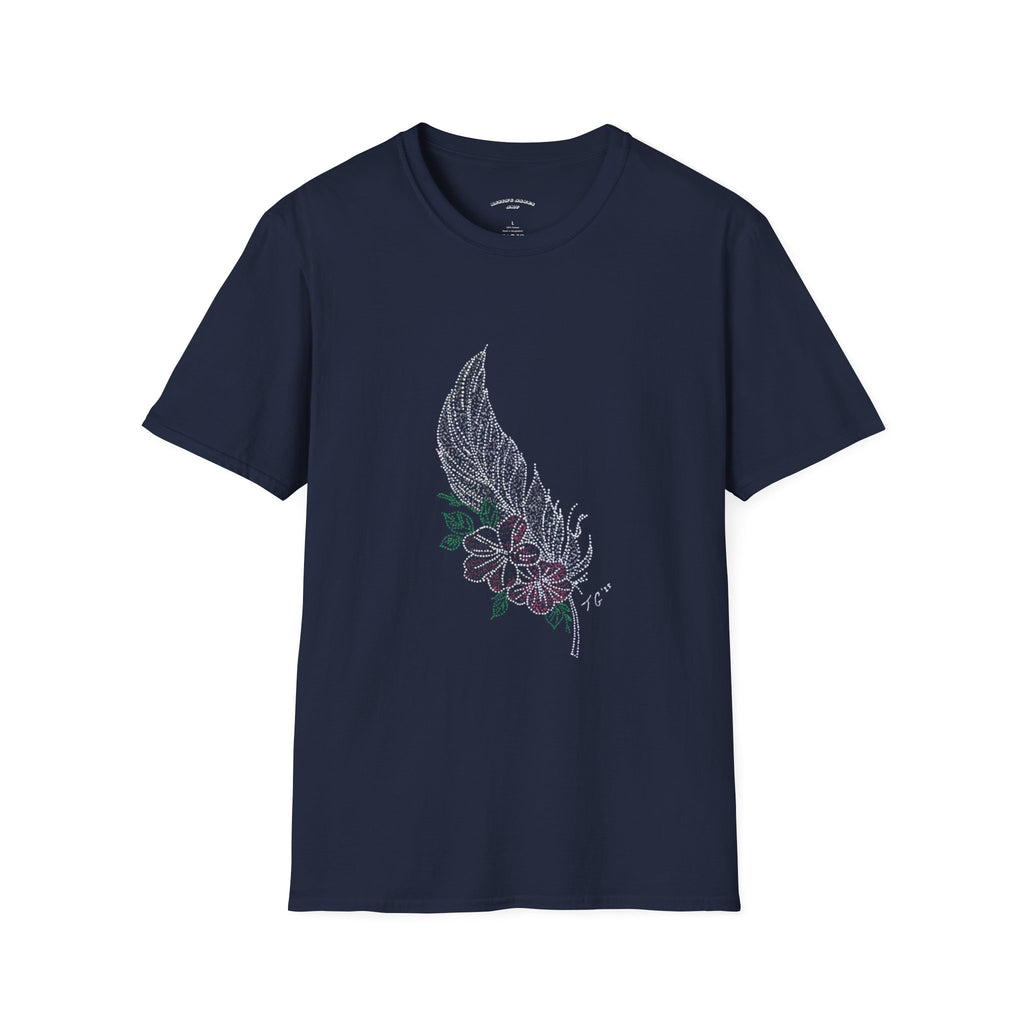Floral Feather Acrylic Print T-Shirt