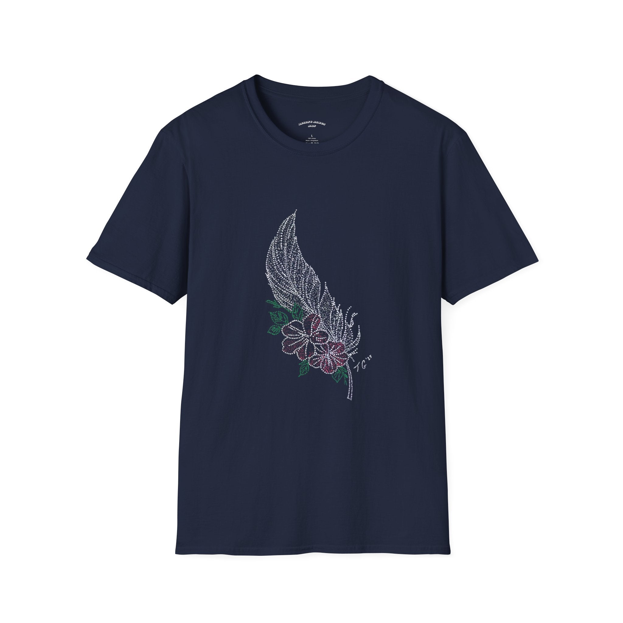 Floral Feather Acrylic Print T-Shirt