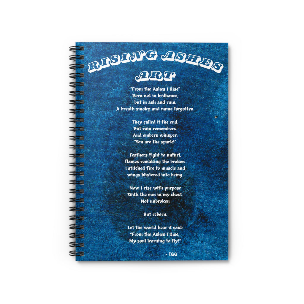 RisingAshesArt Logo Blue Spiral Notebook