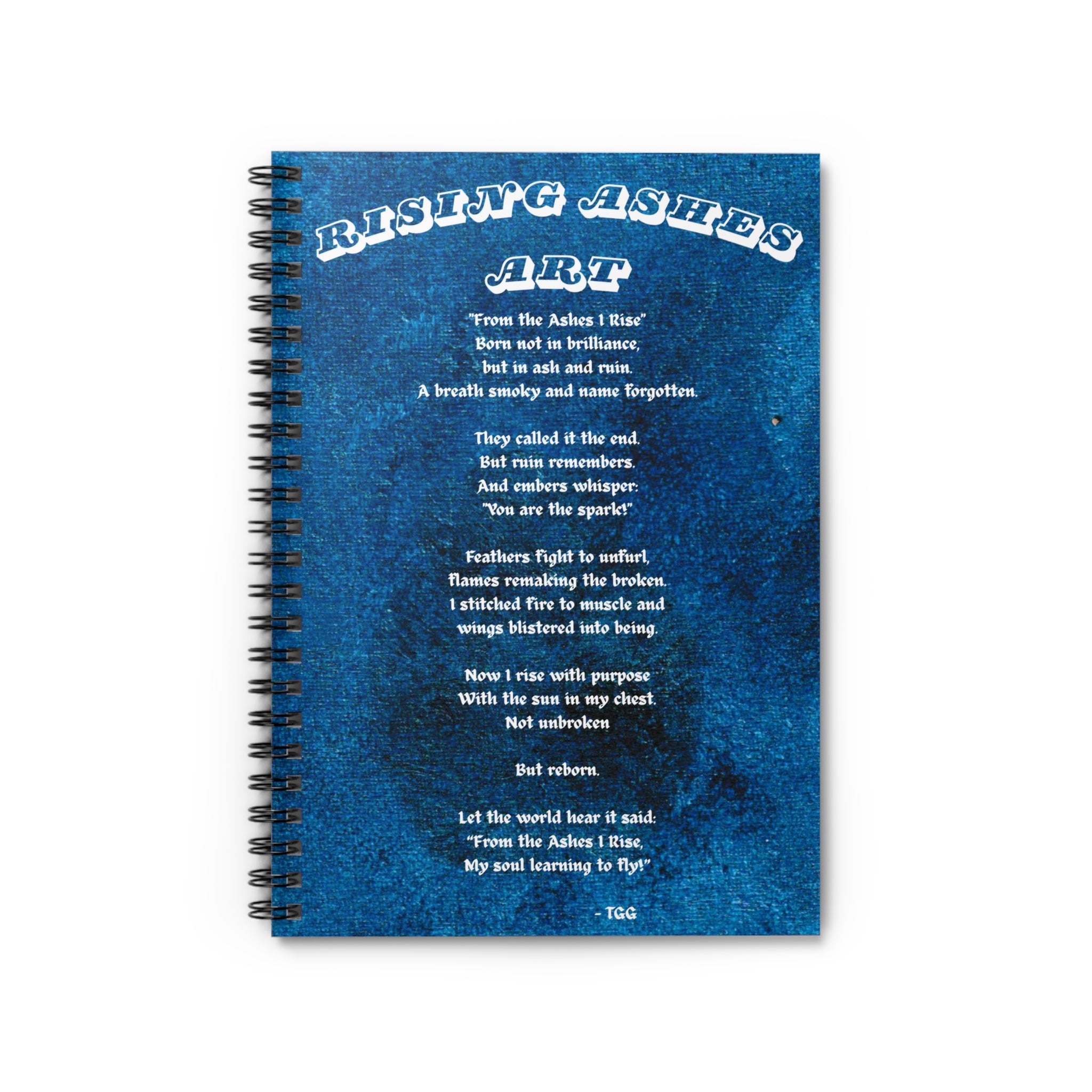 RisingAshesArt Logo Blue Spiral Notebook