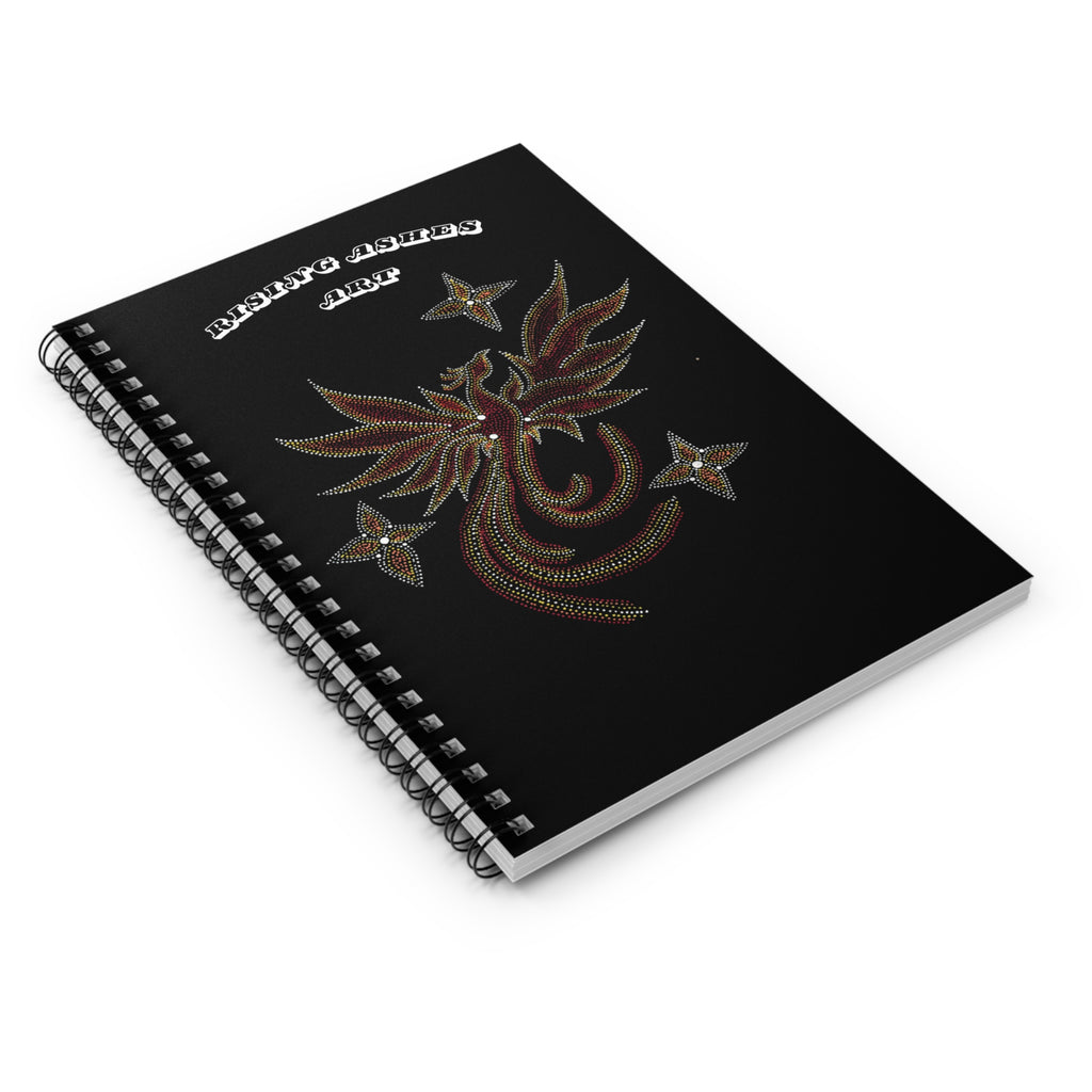 Hand Painted Acrylic Phoenix Star Print Spiral Notebook