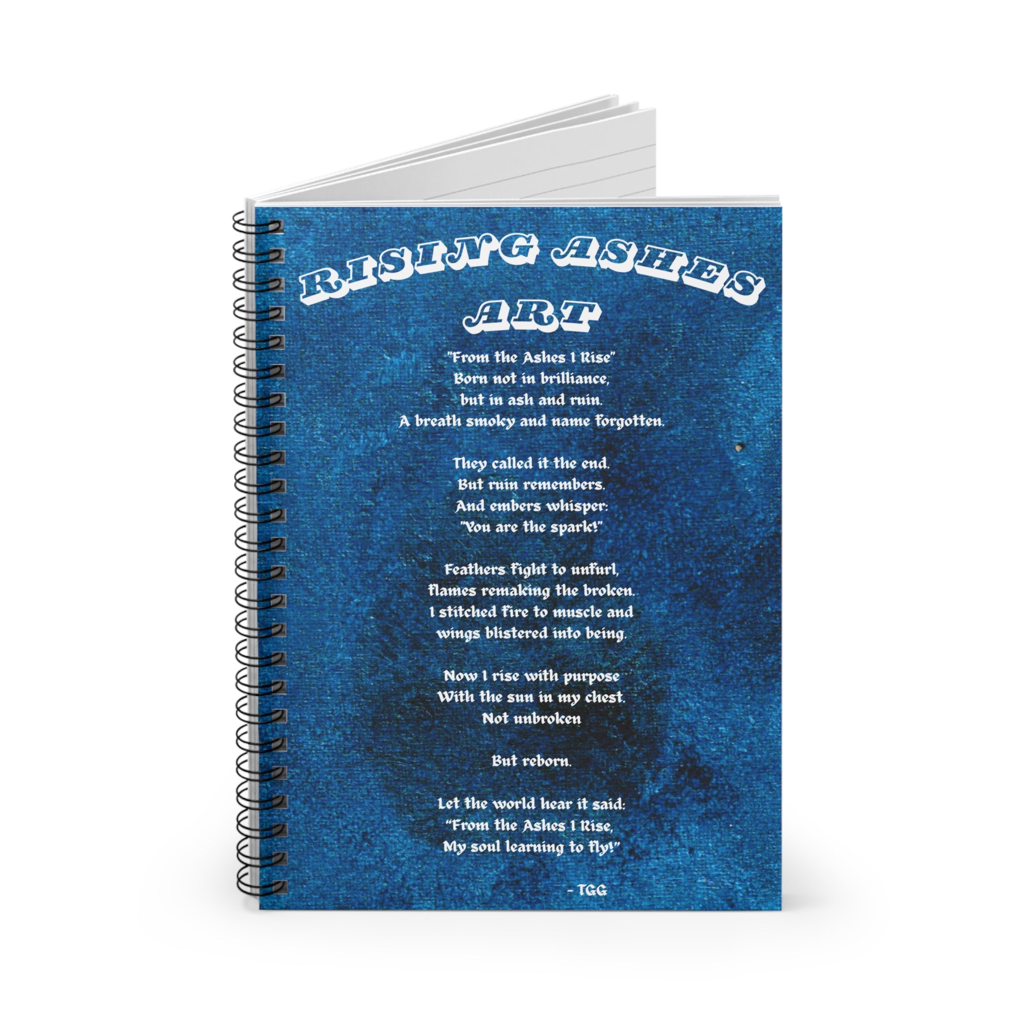 RisingAshesArt Logo Blue Spiral Notebook