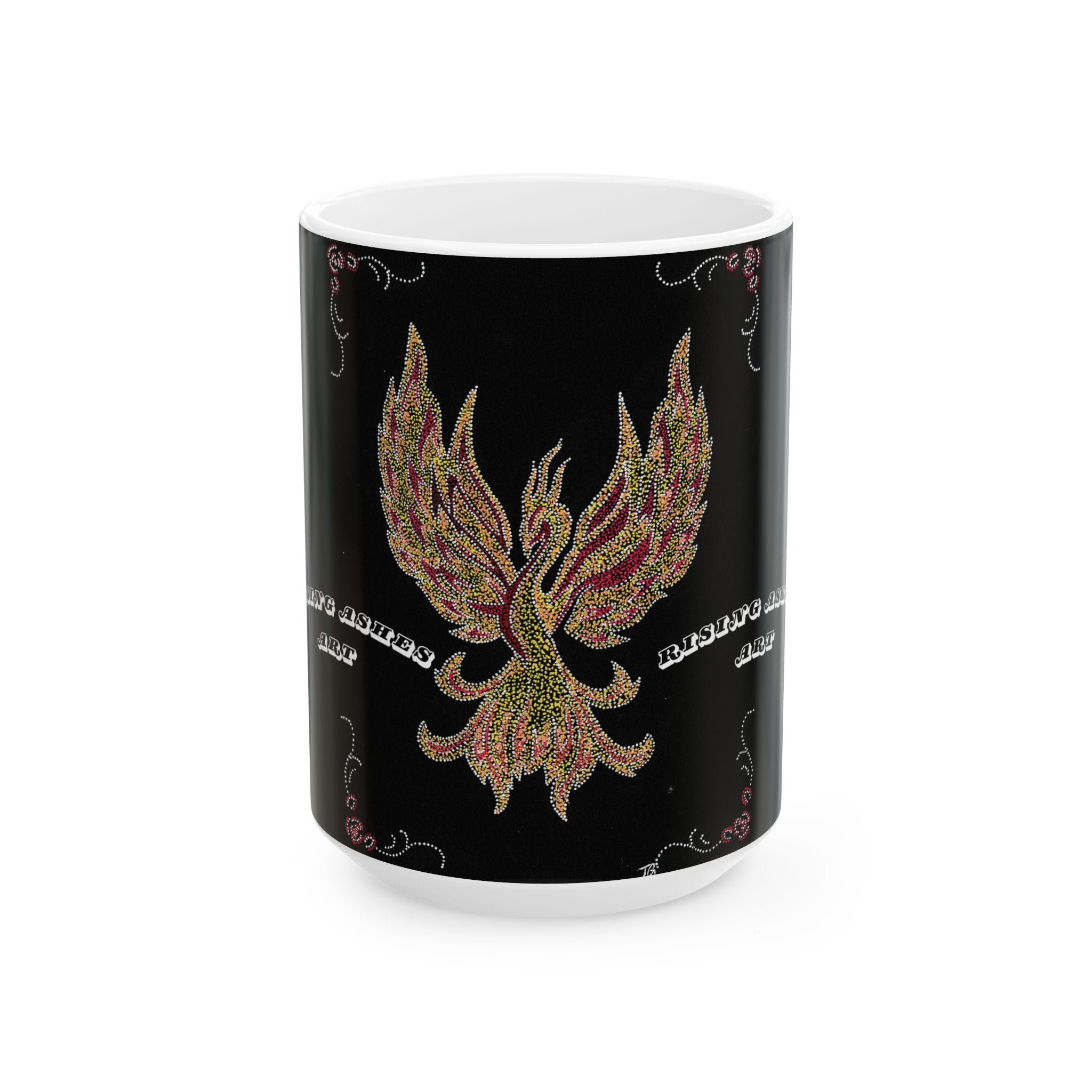 Hand Painted Acrylic Phoenix Print Mug- White(11oz & 15oz)