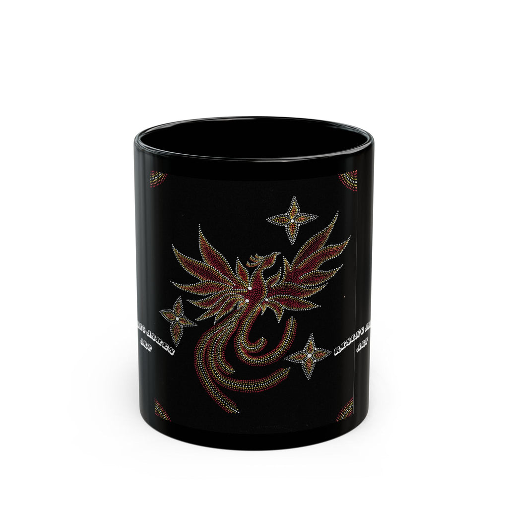 Hand Painted Acrylic Phoenix Star Print Mug- Black(11oz & 15oz)