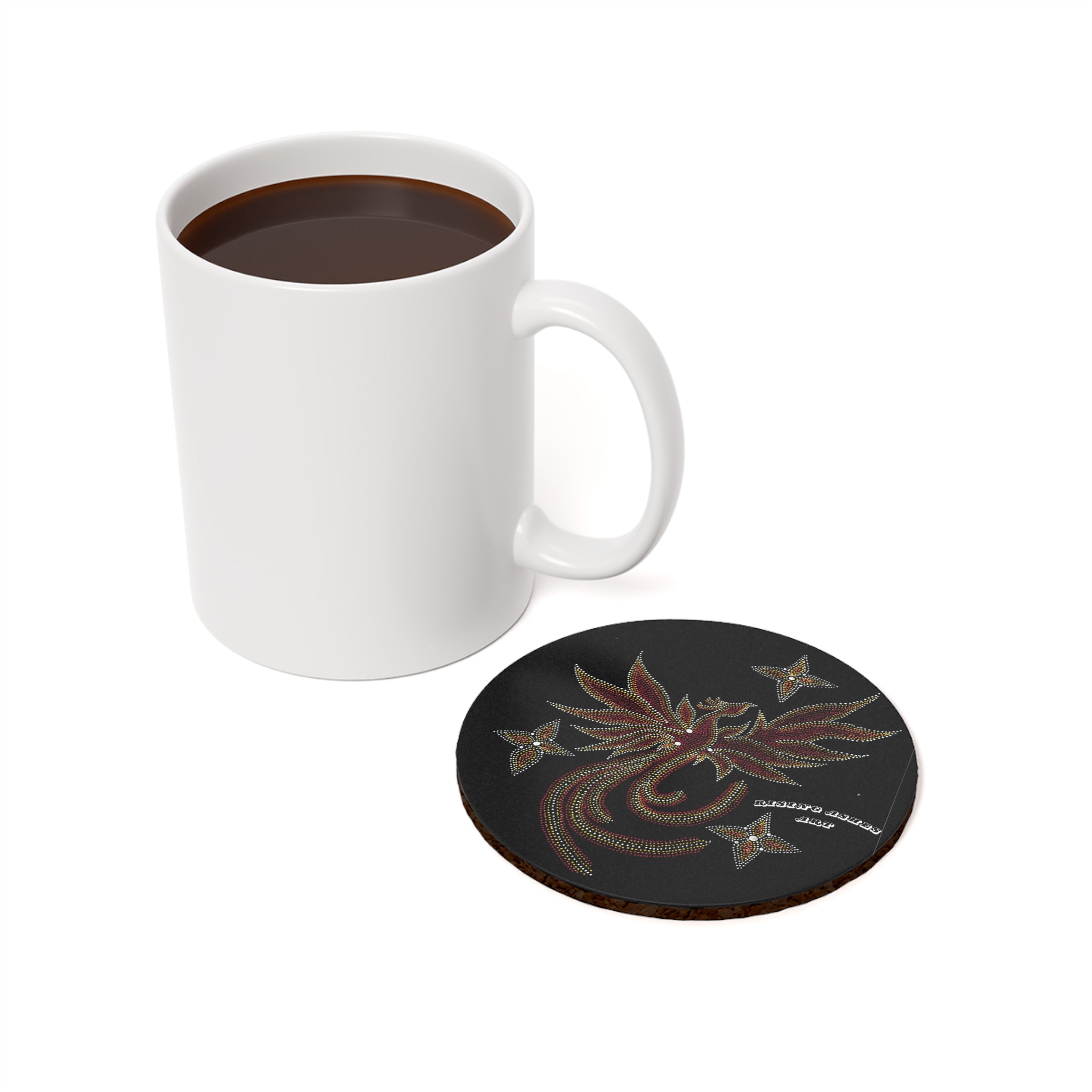 Hand painted Acrylic Phoenix Star Print Cork Coaster