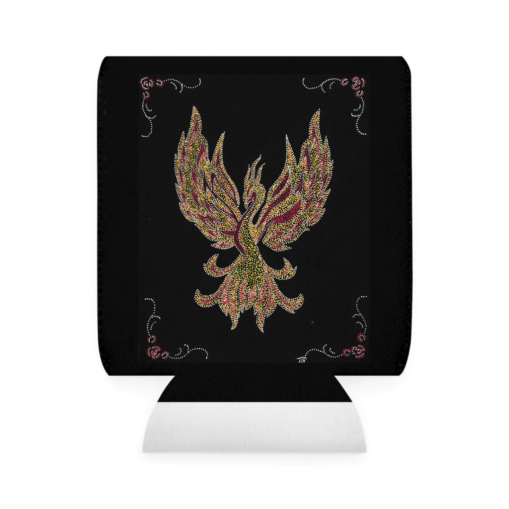 Hand Painted Acrylic Phoenix Print Can Cooler Sleeve