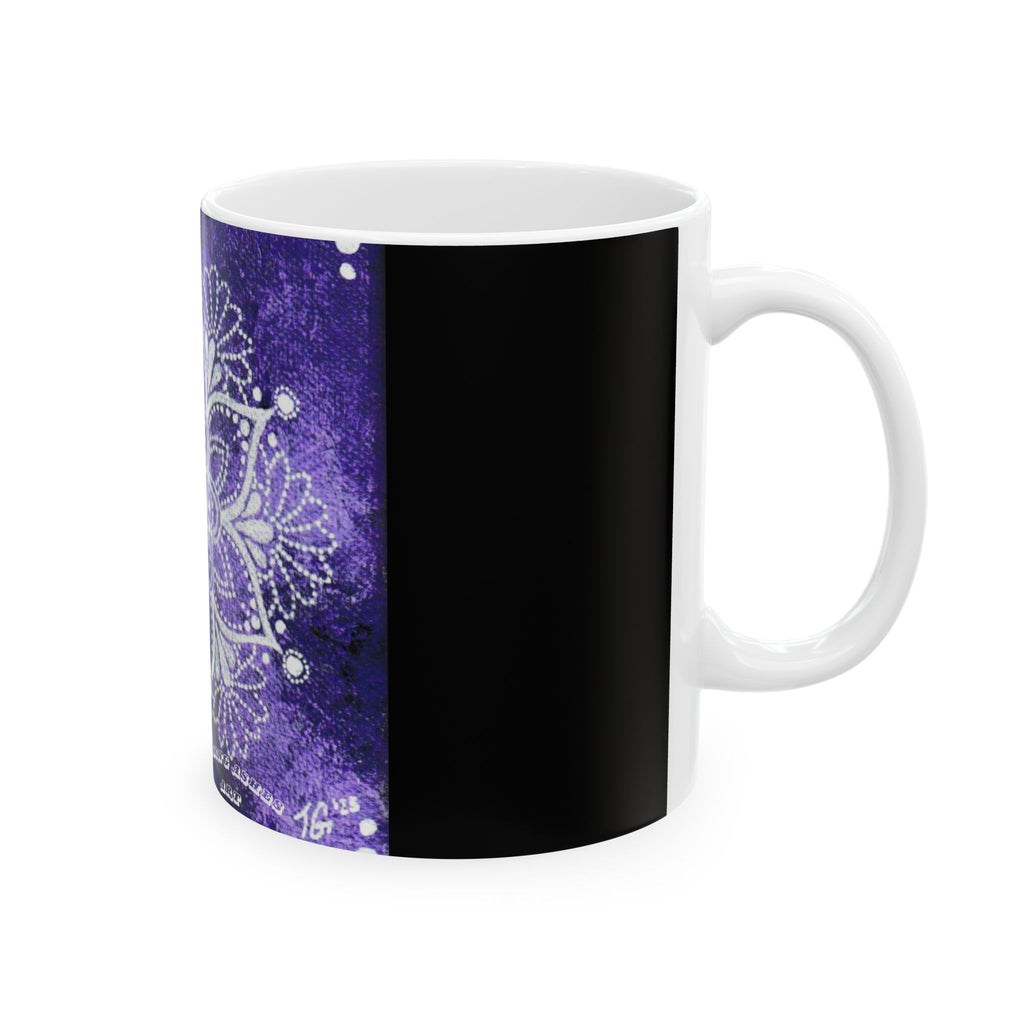 Hand Painted Purple Mandala Print Travel Mug- White(11oz & 15oz)