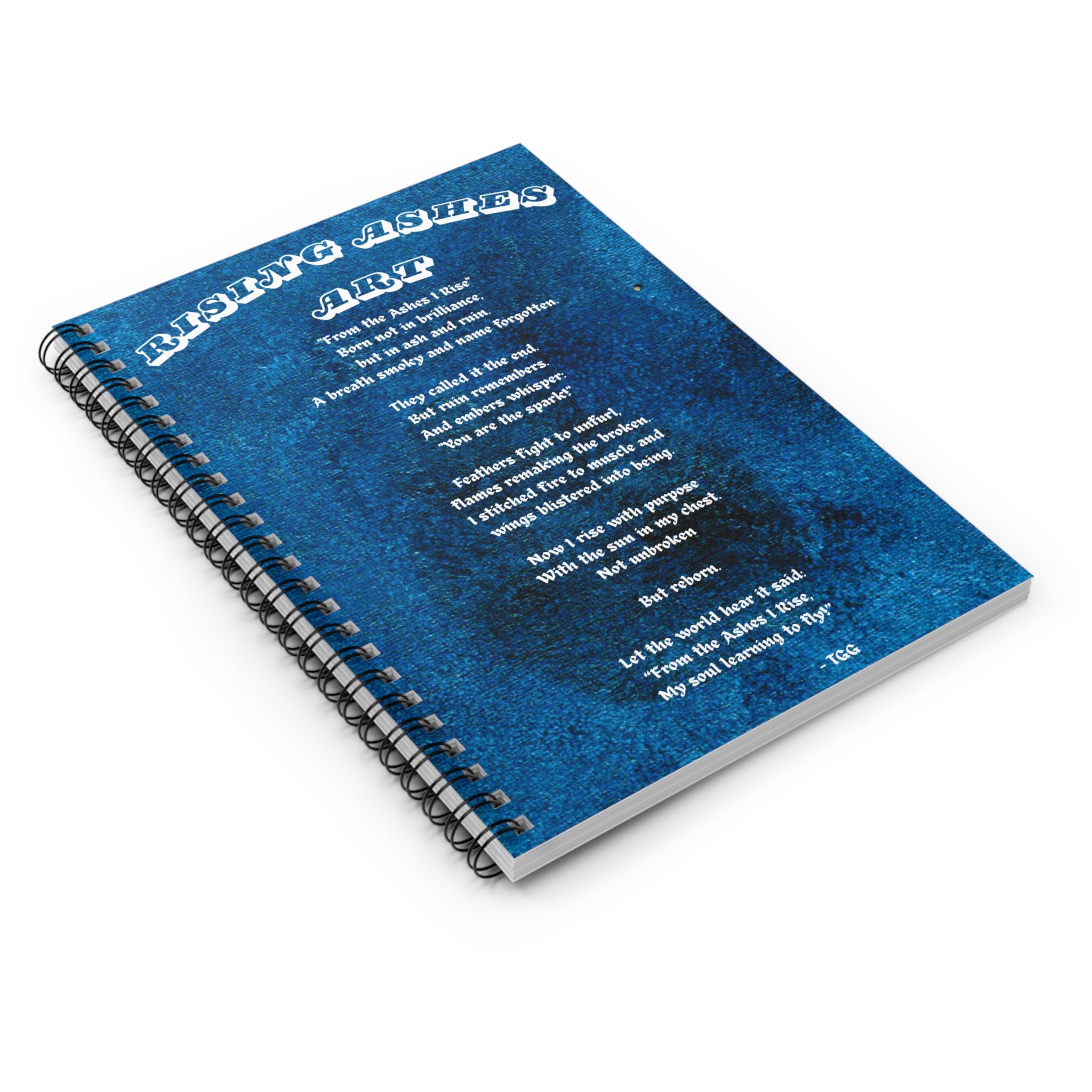RisingAshesArt Logo Blue Spiral Notebook