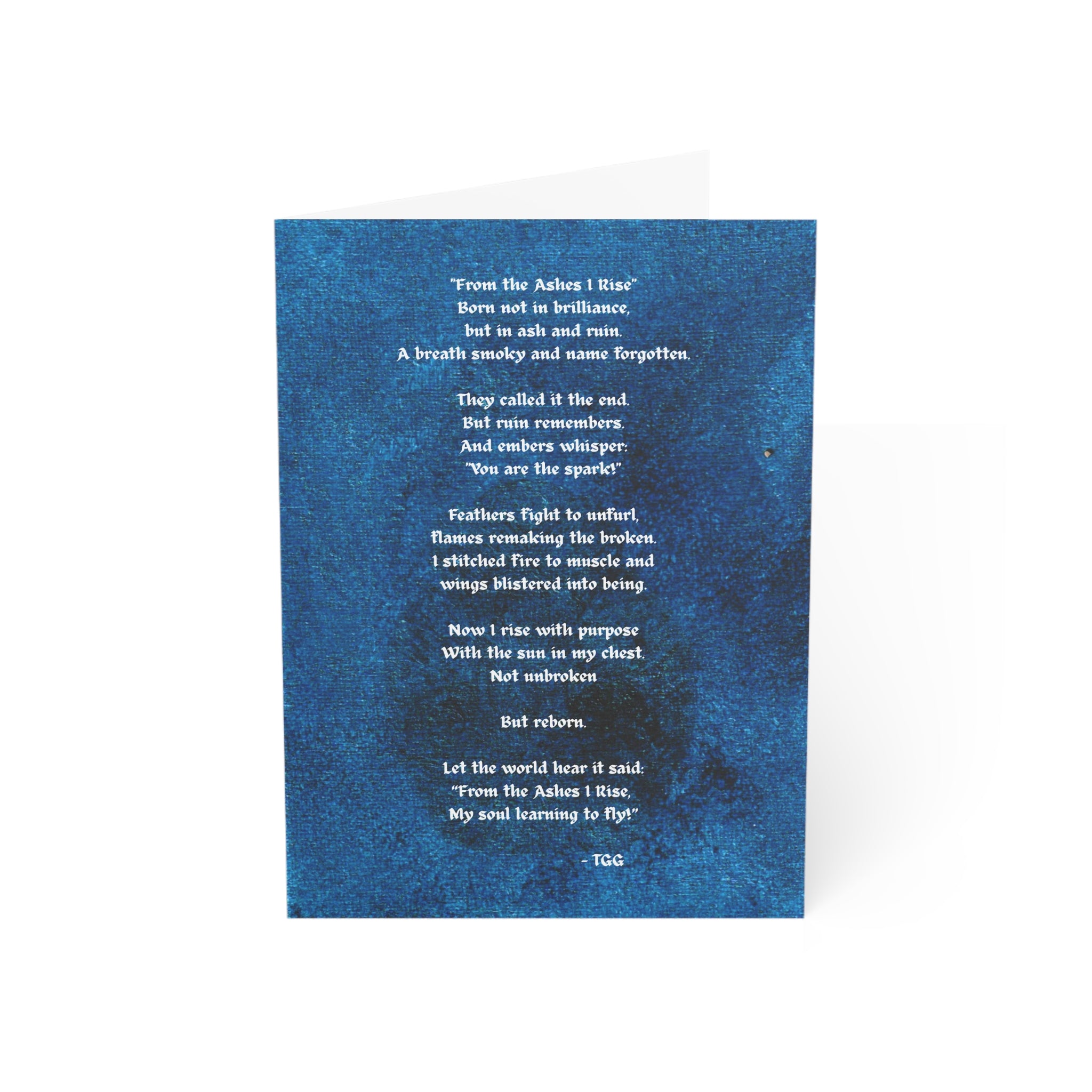 RisingAshesArt Poem Blue Greeting Cards- (1pc, 10pc, 30pc, 50pc)