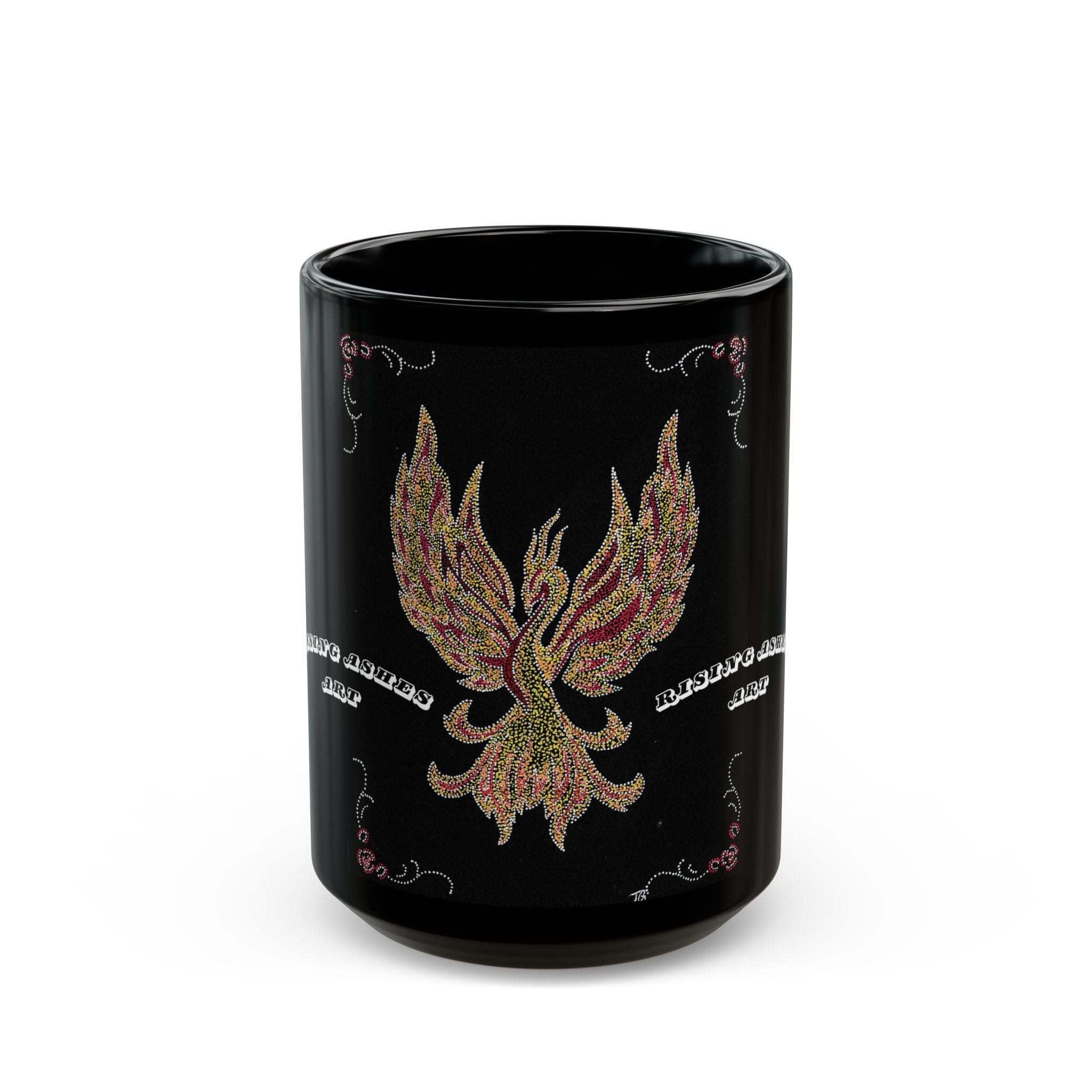 Hand Painted Acrylic Phoenix Print Mug- Black(11oz & 15oz)