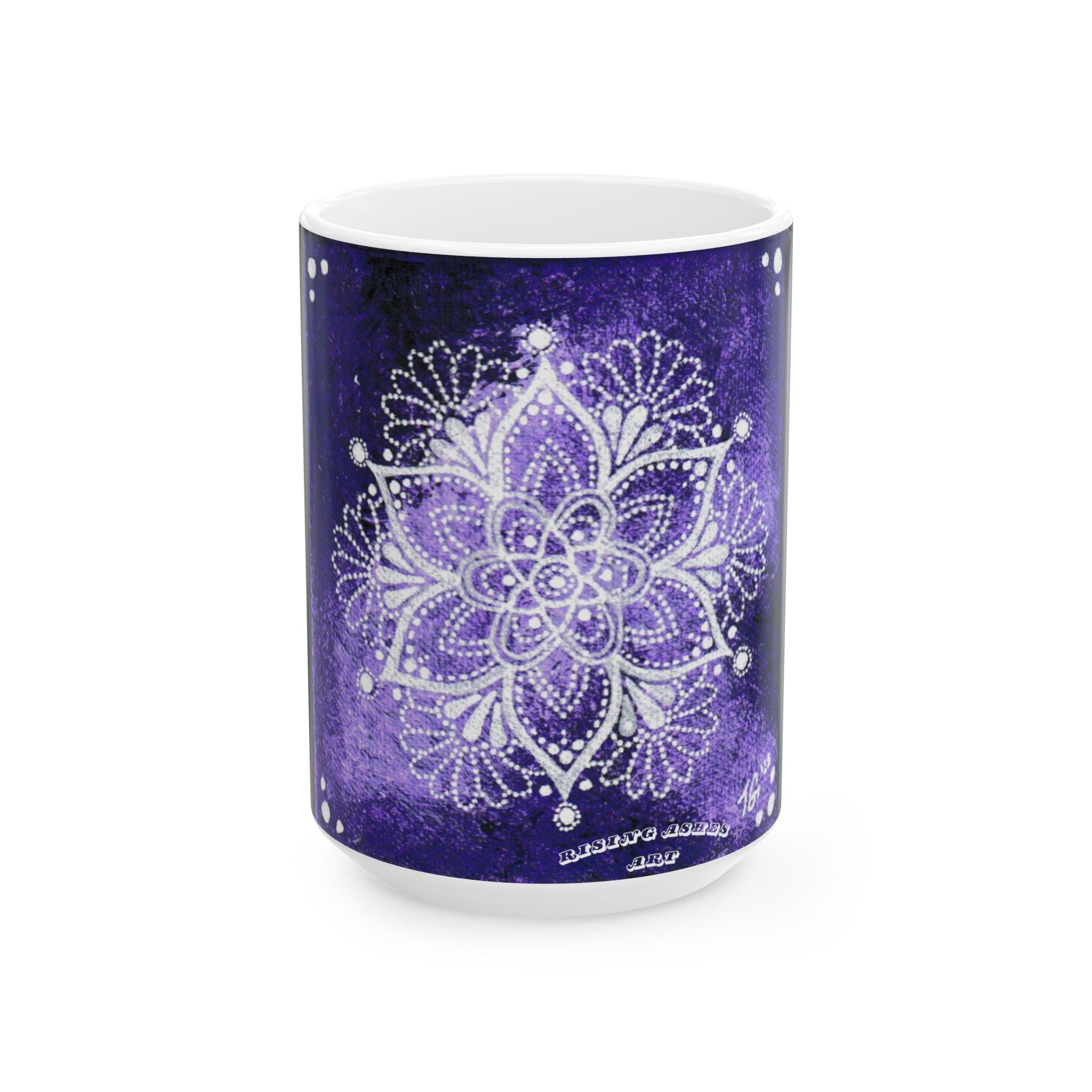 Hand Painted Purple Mandala Print Travel Mug- White(11oz & 15oz)