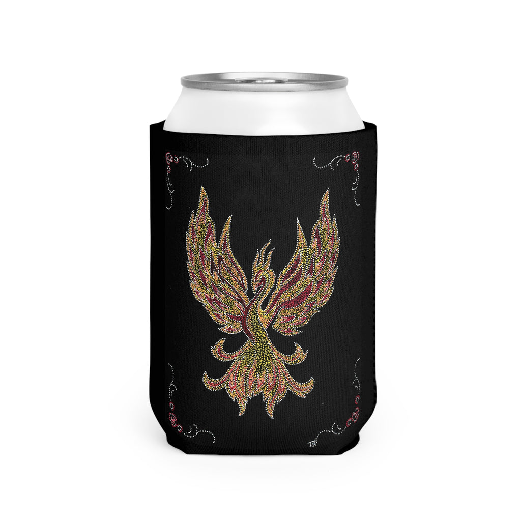 Hand Painted Acrylic Phoenix Print Can Cooler Sleeve