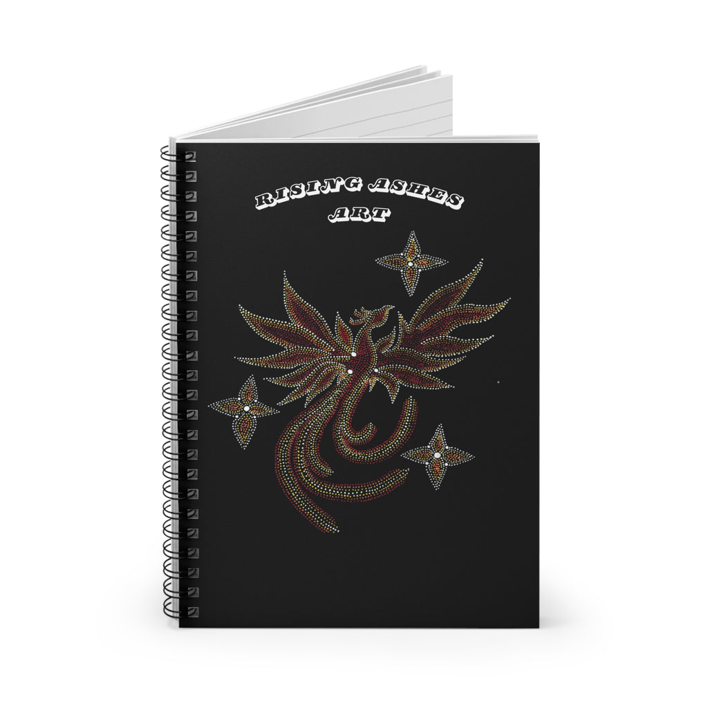 Hand Painted Acrylic Phoenix Star Print Spiral Notebook