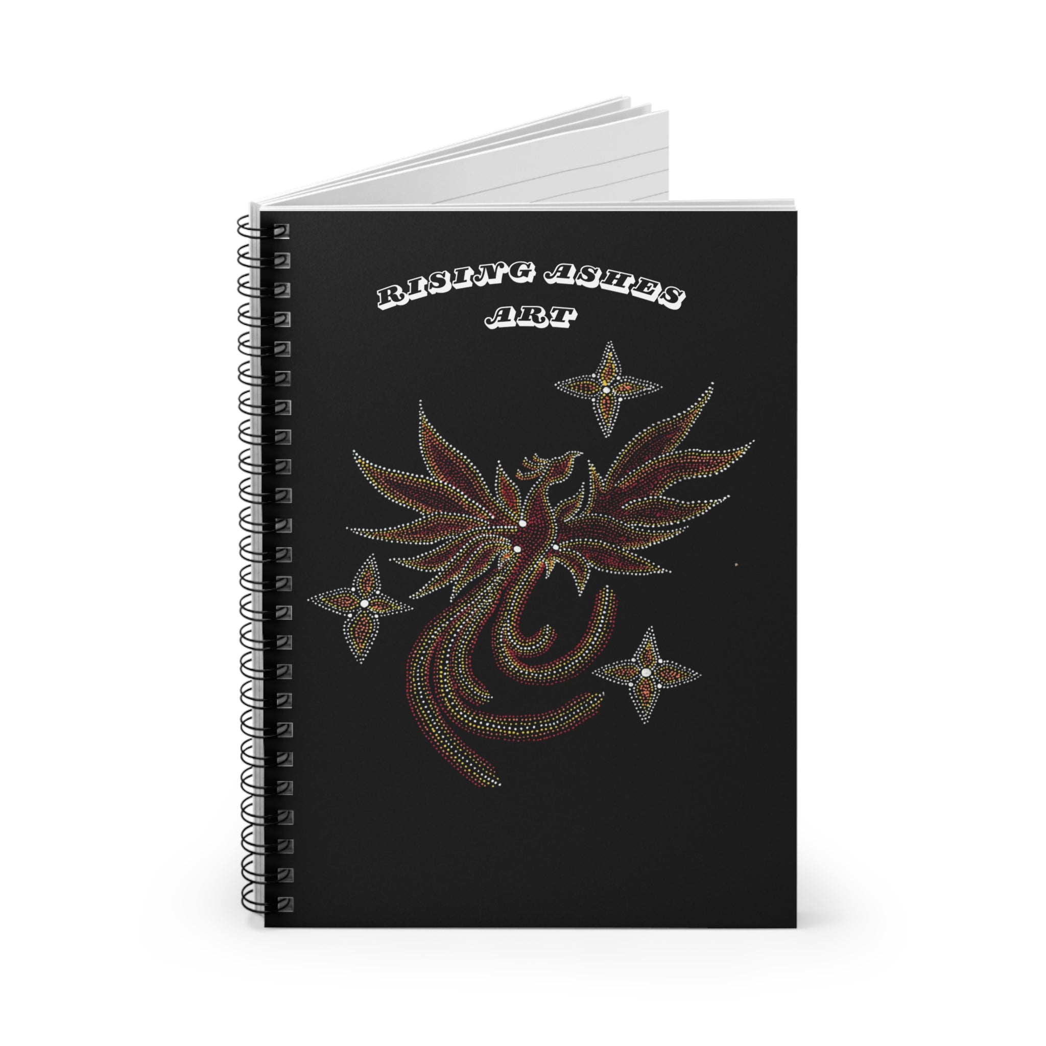 Hand Painted Acrylic Phoenix Star Print Spiral Notebook