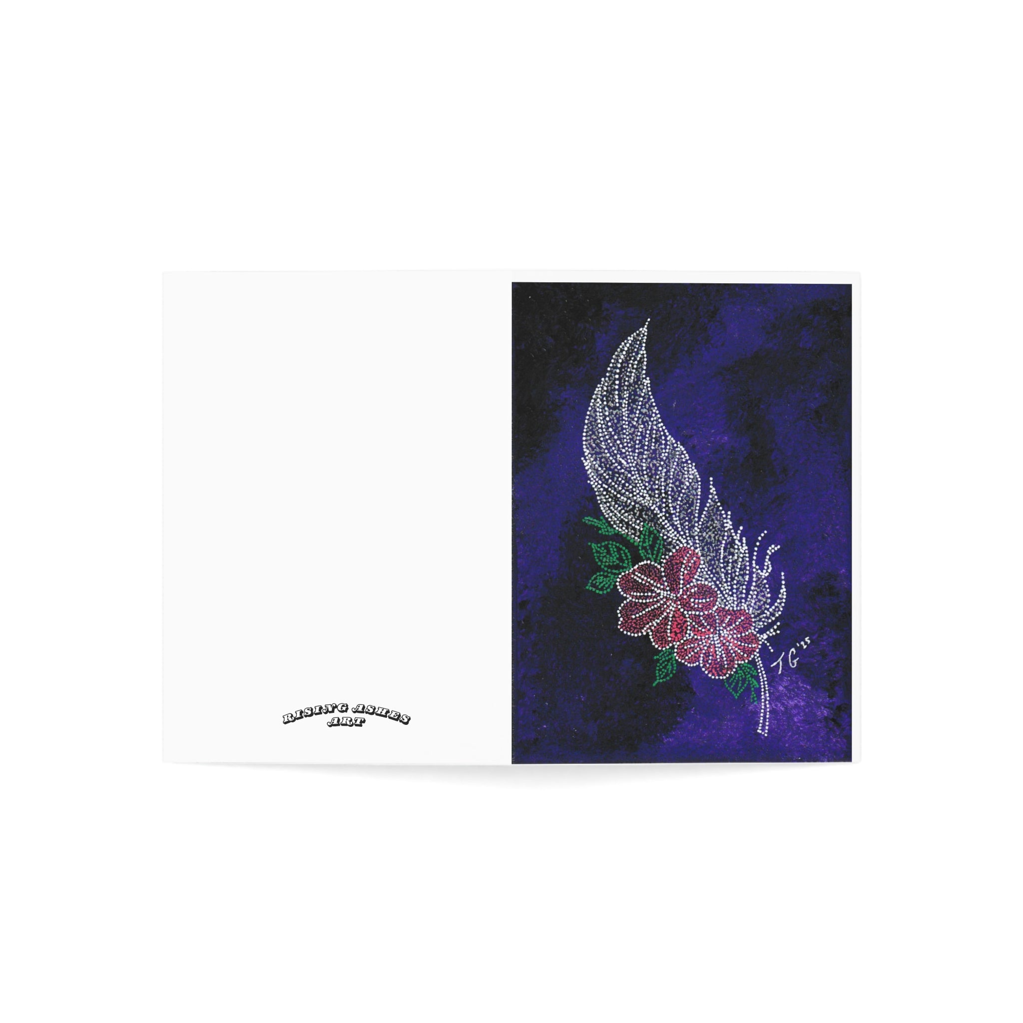Hand Painted Acrylic Floral Feather Print Greeting Cards- (1pc, 10pc, 30pc, 50pc)