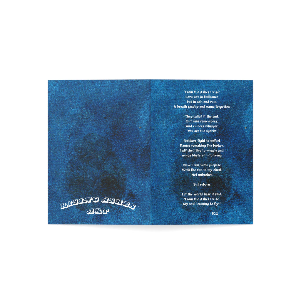 RisingAshesArt Poem Blue Greeting Cards- (1pc, 10pc, 30pc, 50pc)