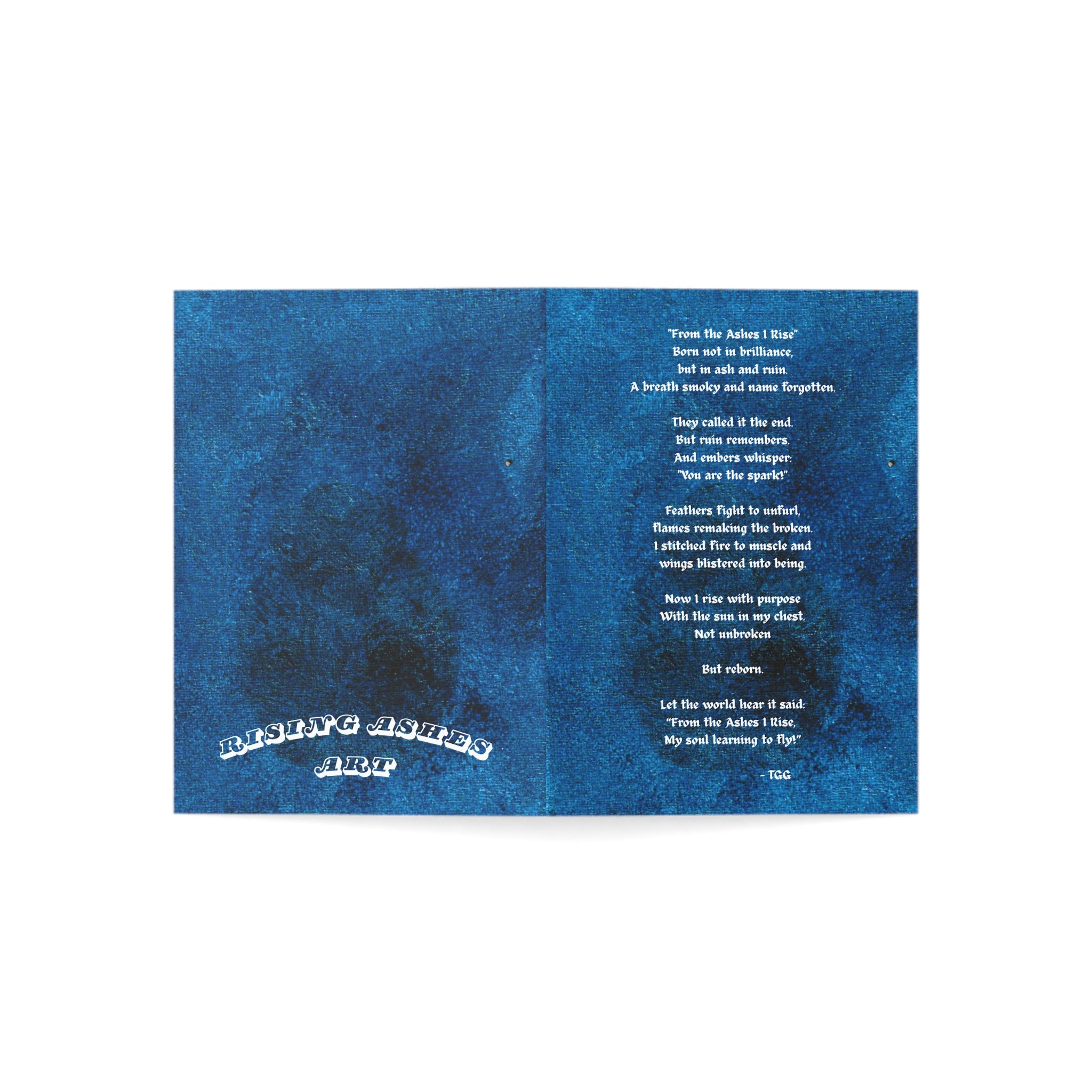 RisingAshesArt Poem Blue Greeting Cards- (1pc, 10pc, 30pc, 50pc)