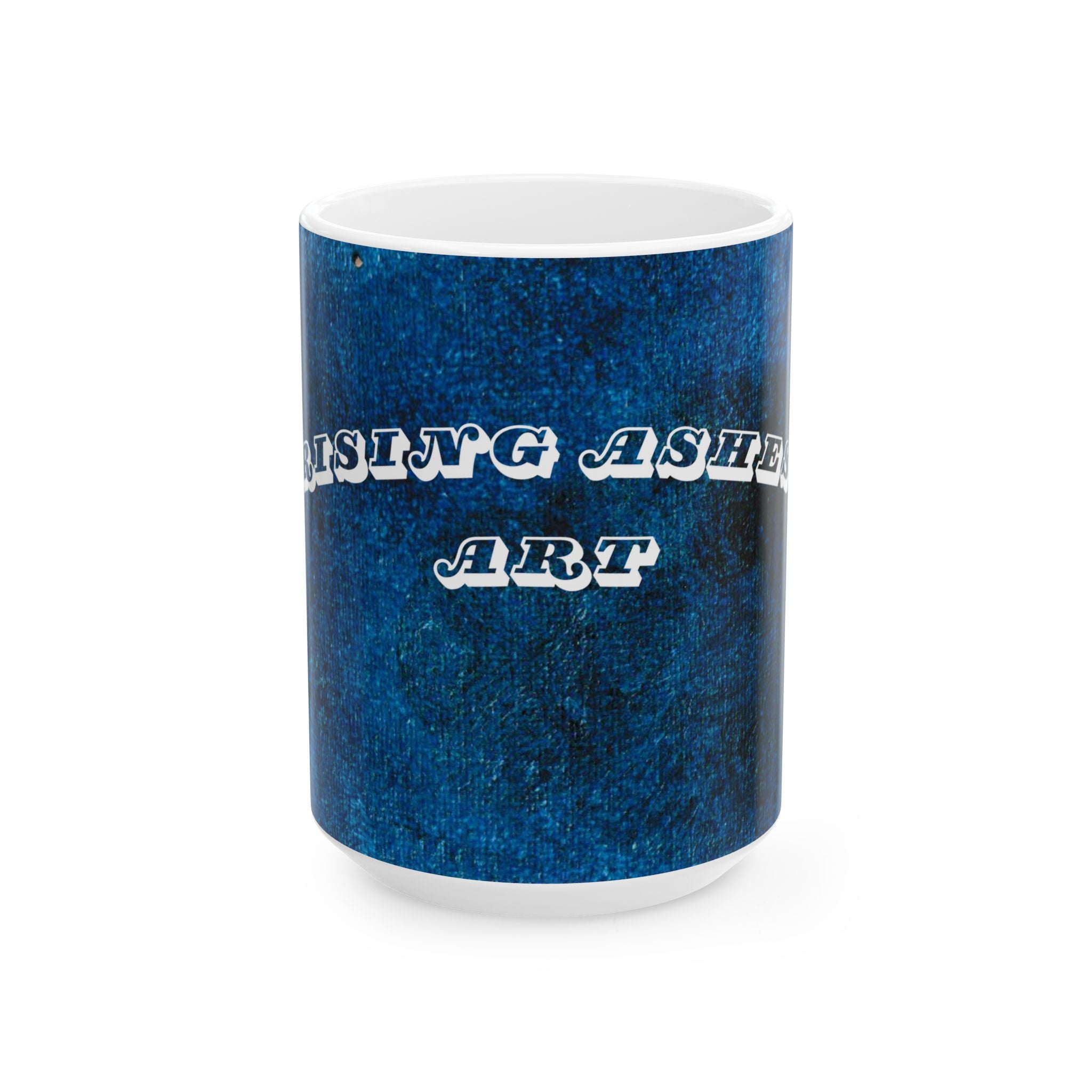 RisingAshesArt Logo Blue Mug- White(11oz & 15oz)