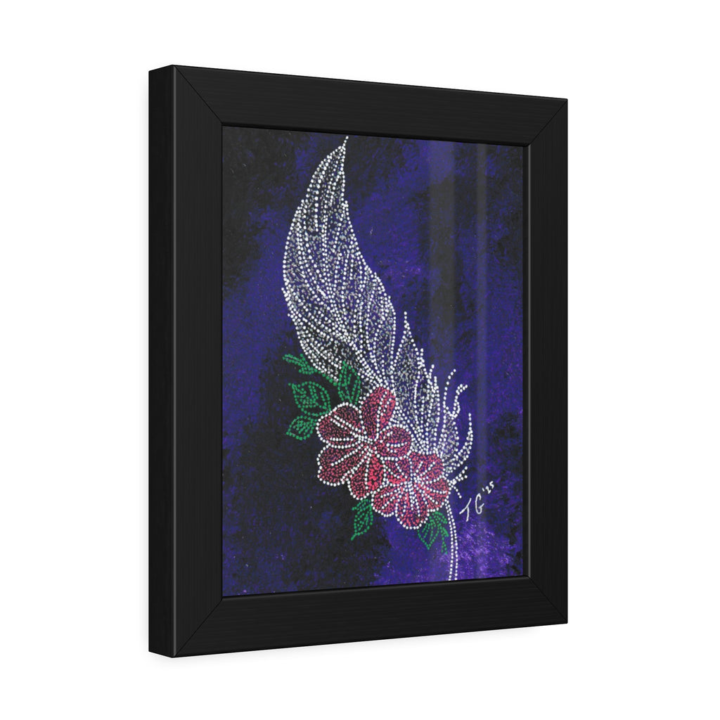 Hand Painted Acrylic Floral Feather Print