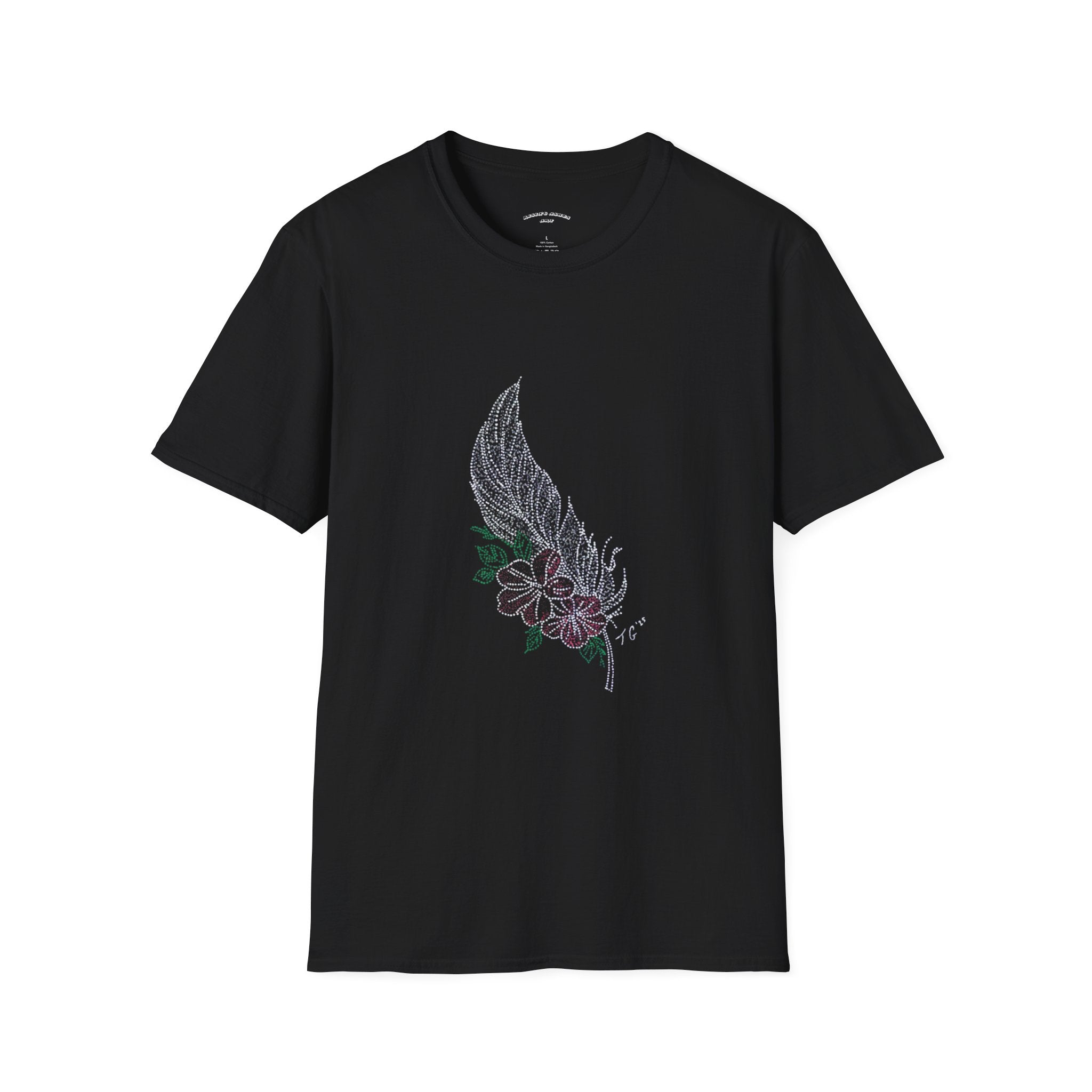 Floral Feather Acrylic Print T-Shirt