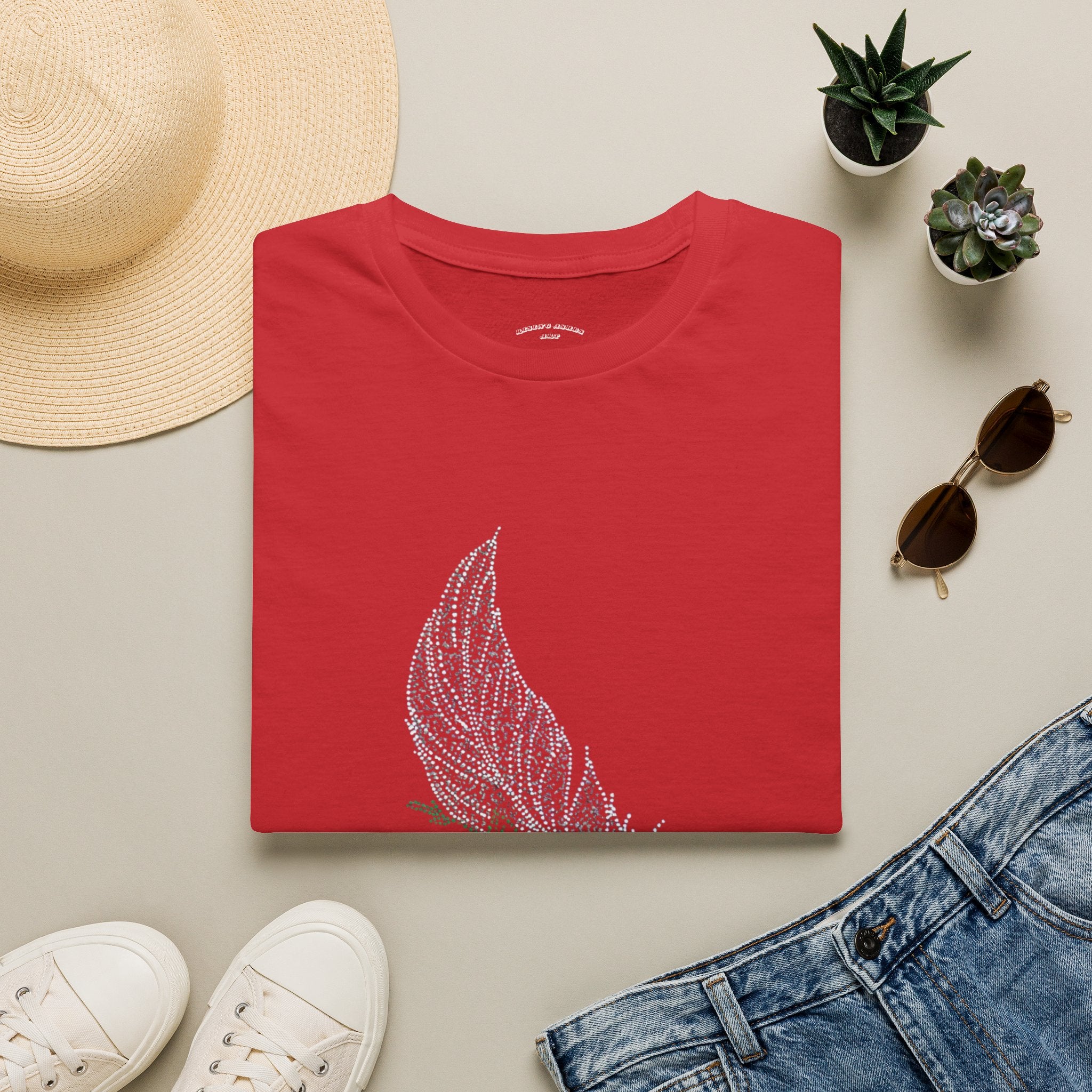 Floral Feather Acrylic Print T-Shirt
