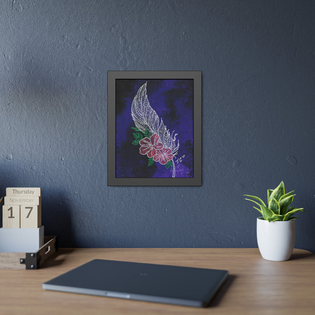 Hand Painted Acrylic Floral Feather Print