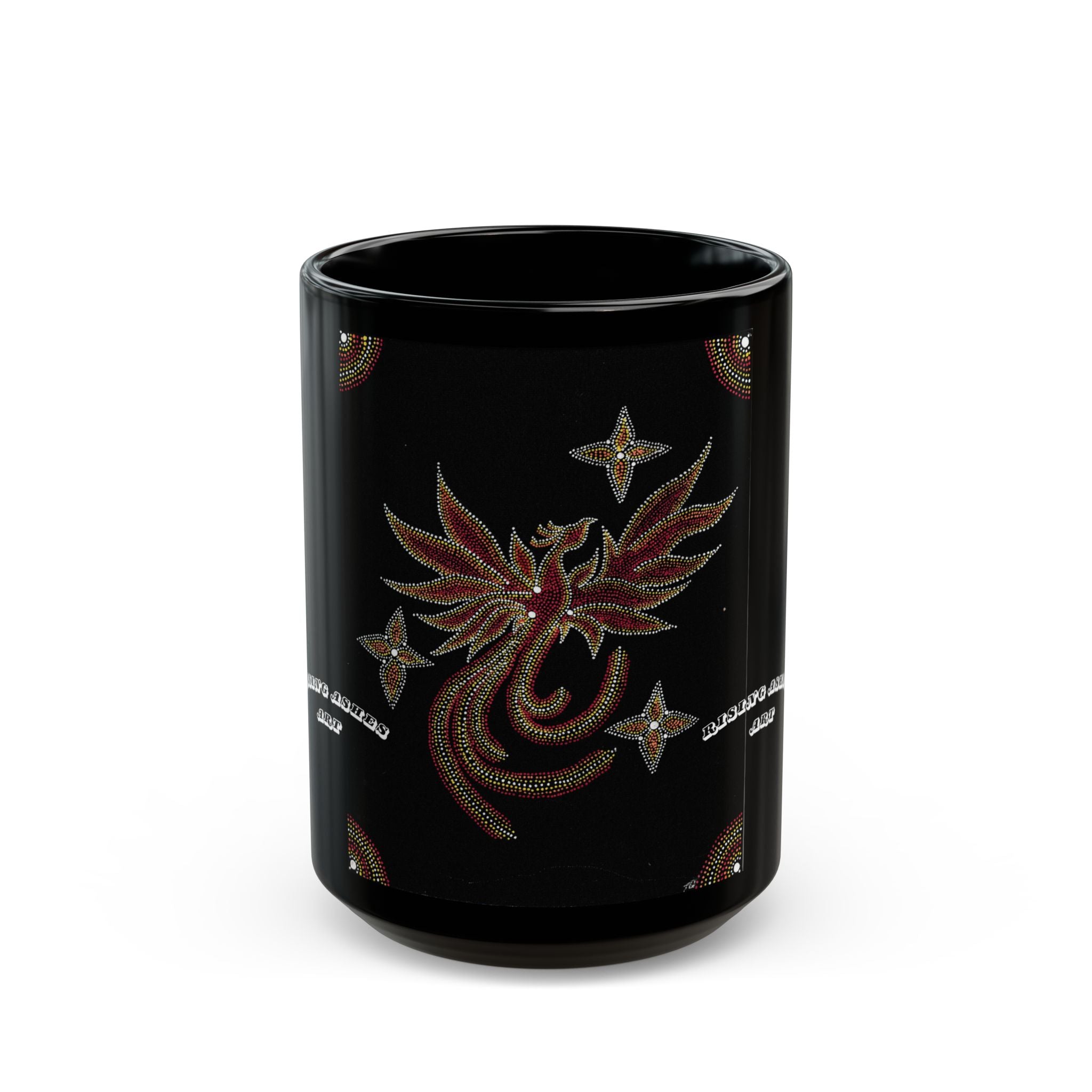 Hand Painted Acrylic Phoenix Star Print Mug- Black(11oz & 15oz)