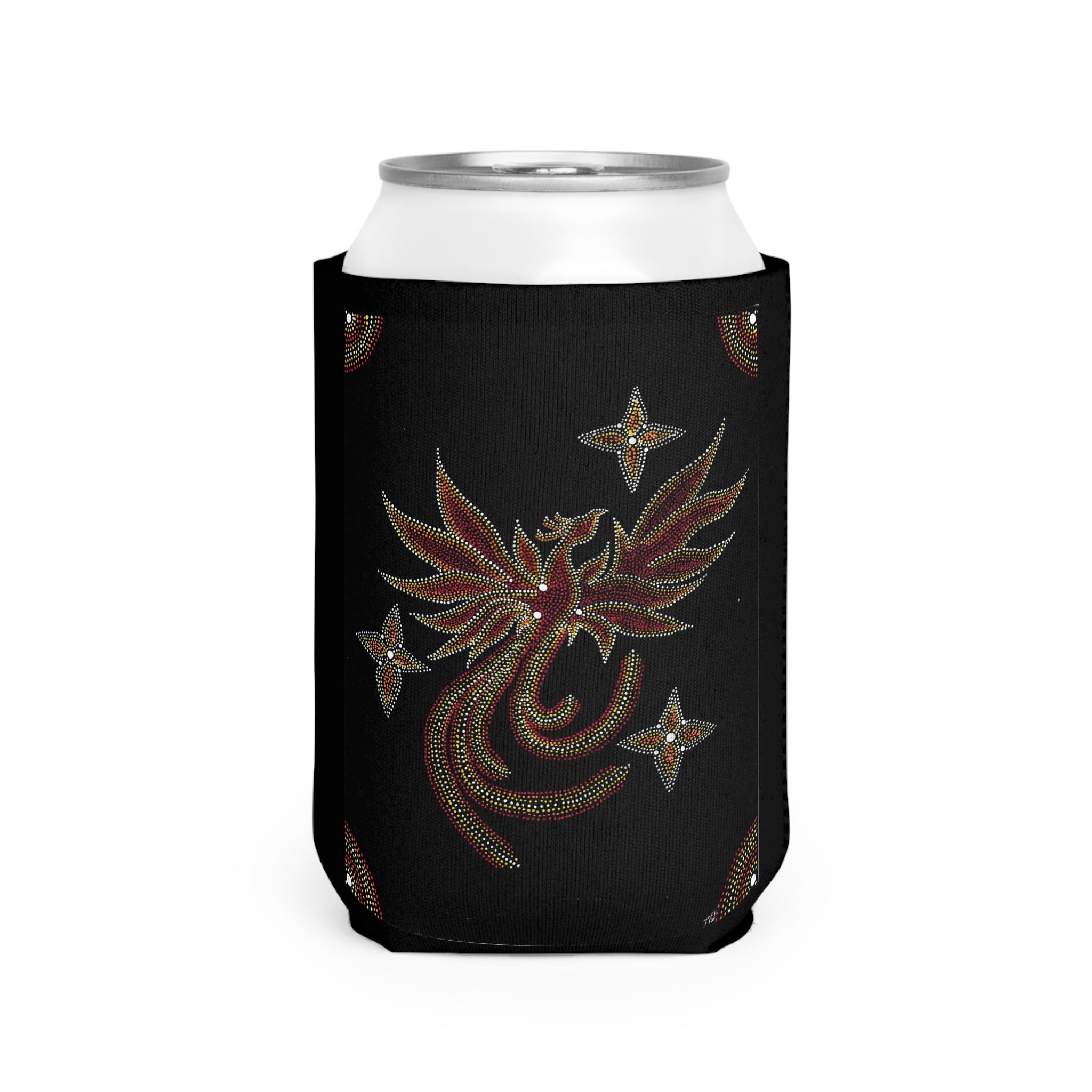 Hand Painted Acrylic Phoenix Star Print Can Cooler Sleeve