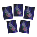 Hand Painted Acrylic Floral Feather Print Greeting Cards — (5 Pack)