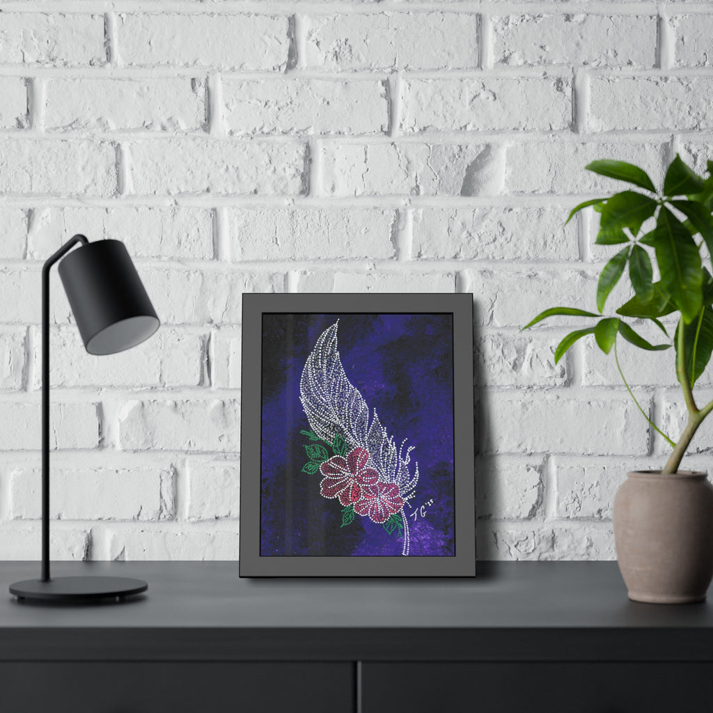 Hand Painted Acrylic Floral Feather Print