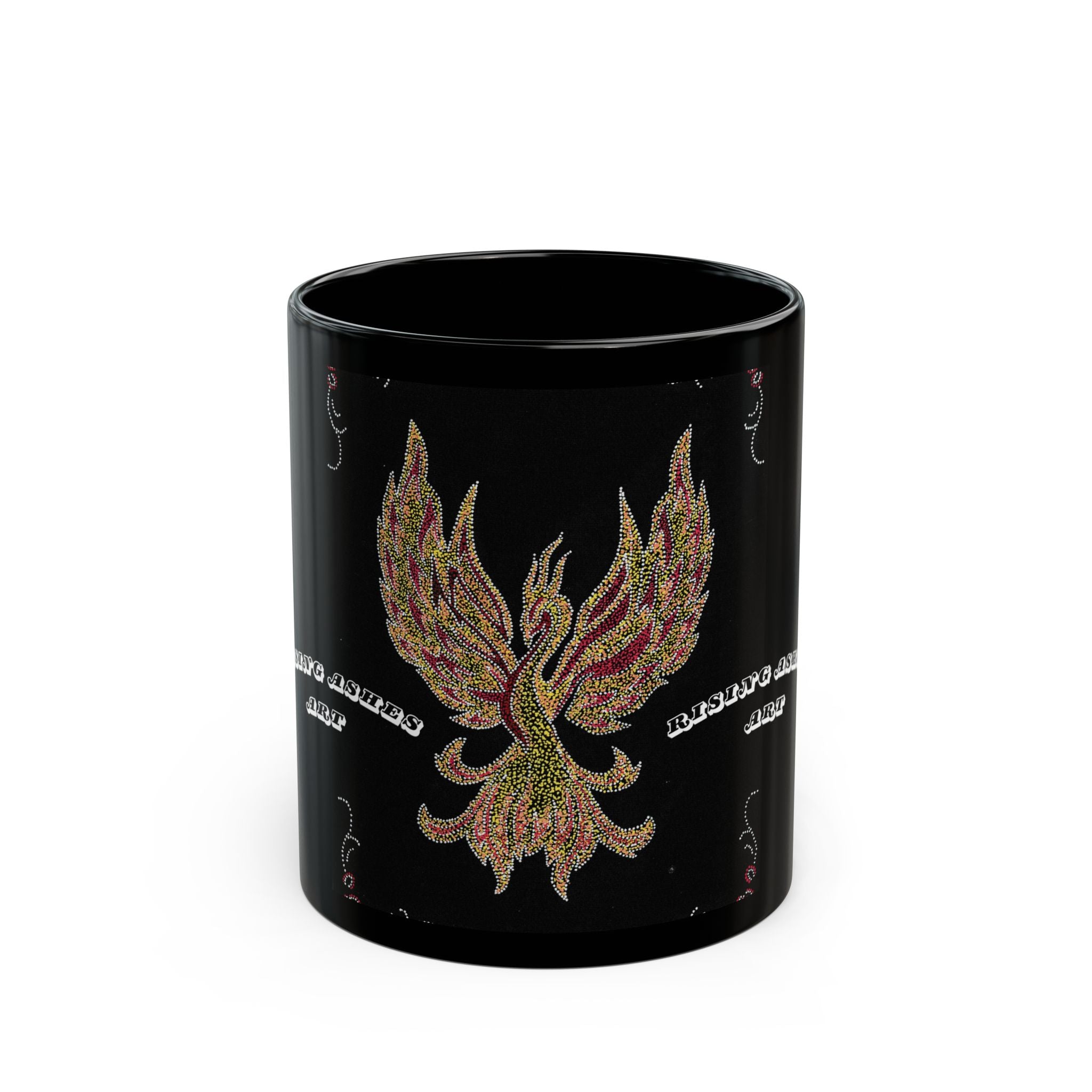 Hand Painted Acrylic Phoenix Print Mug- Black(11oz & 15oz)